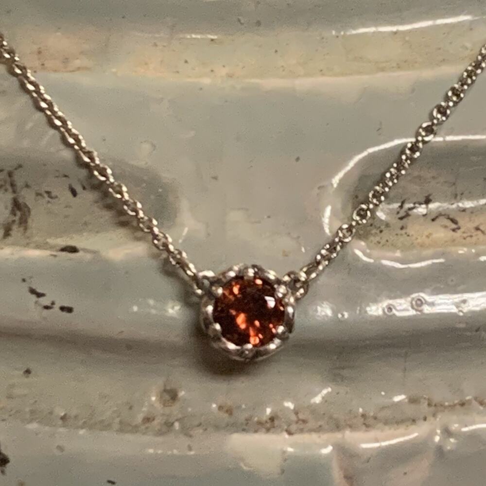 James Avery Cherished Birthstone Necklace Sterling Silver & Garnet 15-17 Inch